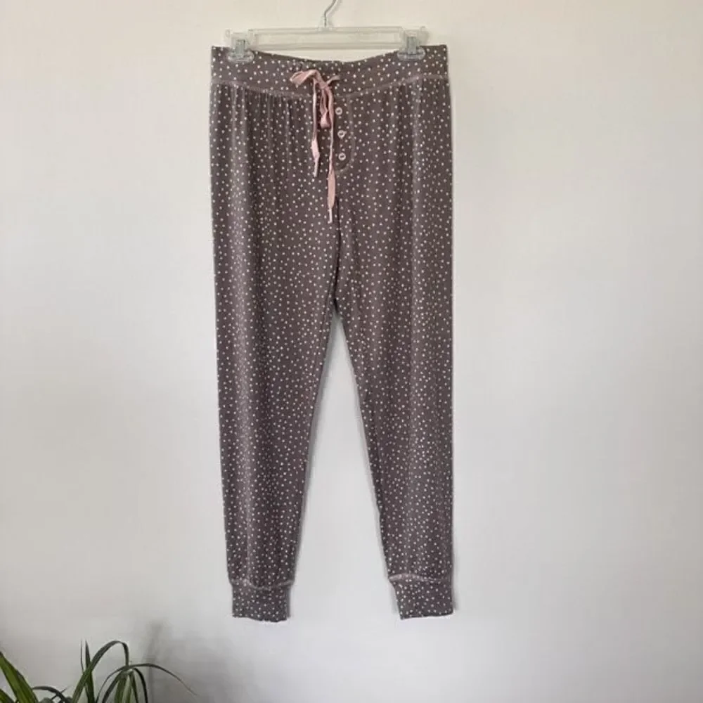 PJ Salvage Women's Dotted Soft Pajama Jogger Pants Grey S‎